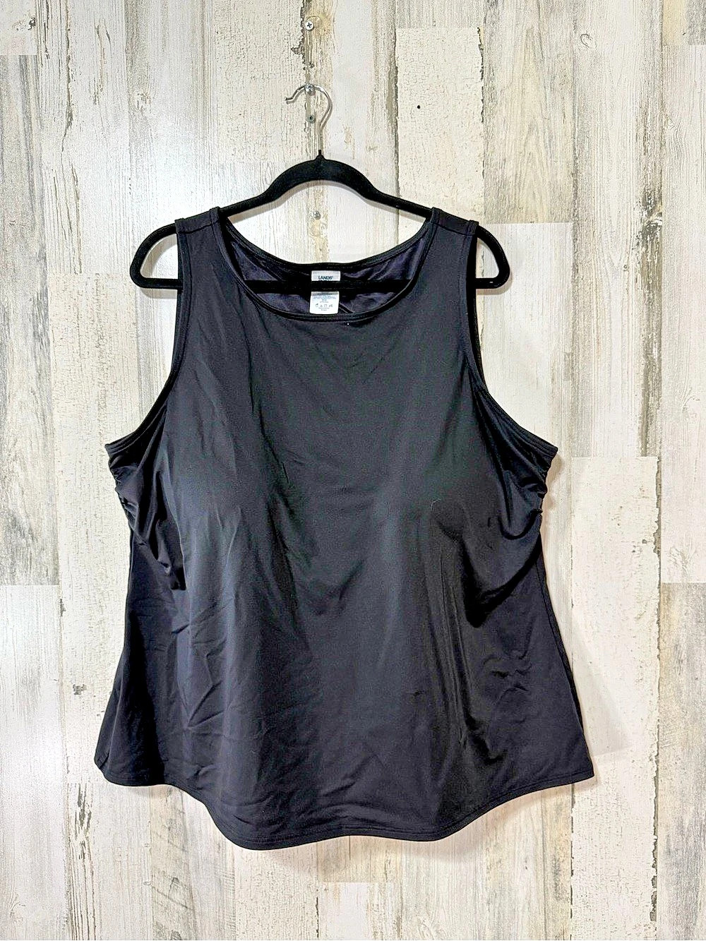 Lands' End Women's Plus Size Tankini Top Black Waist 24W